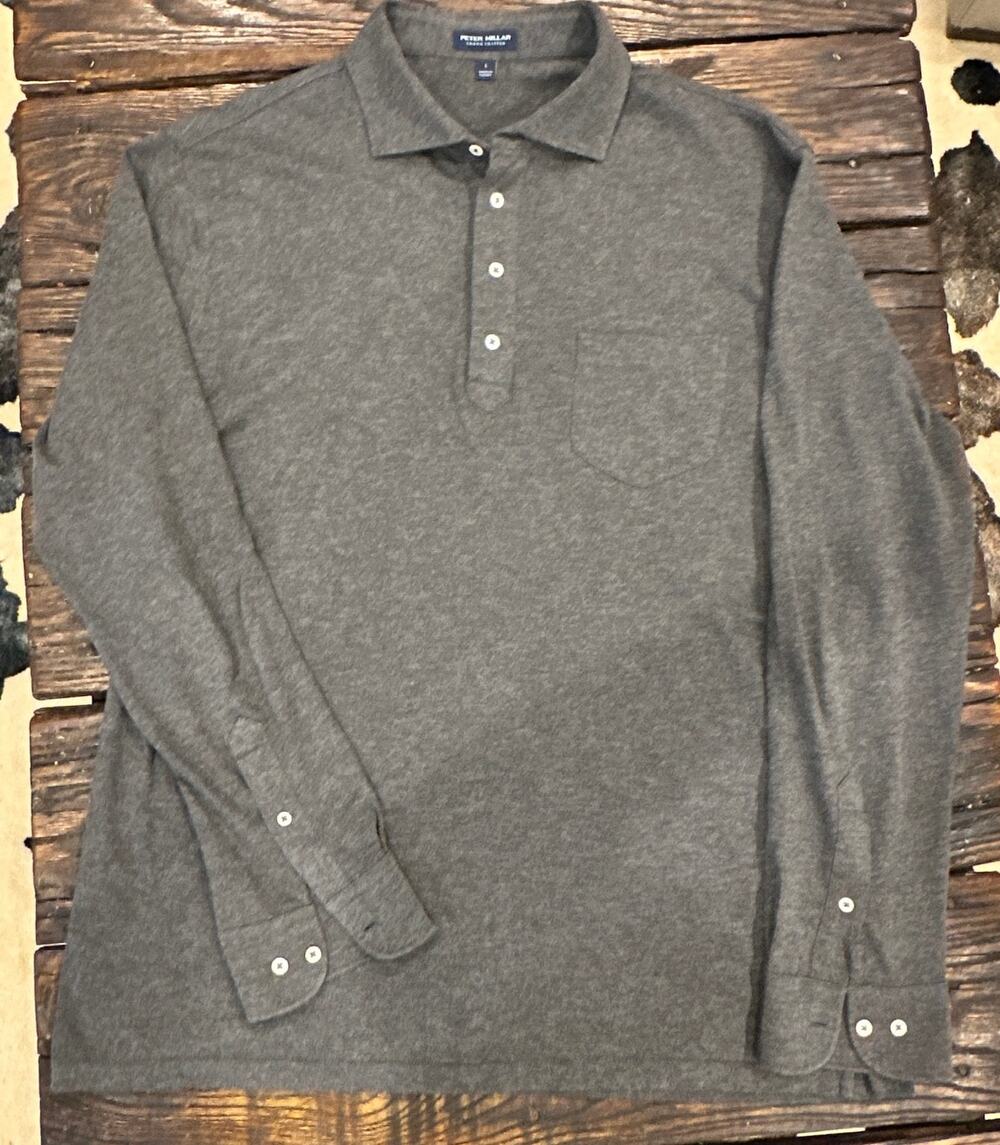 Peter Millar Crown Crafted Cashmere Polo Men’s L Charcoal